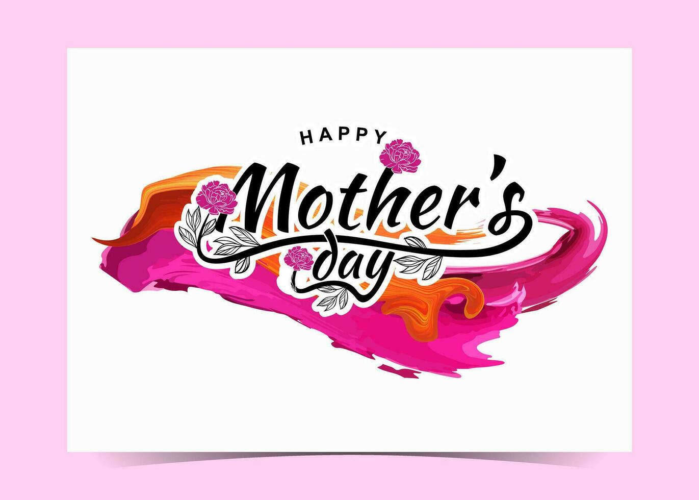 happy mothers day text on pink background vector
