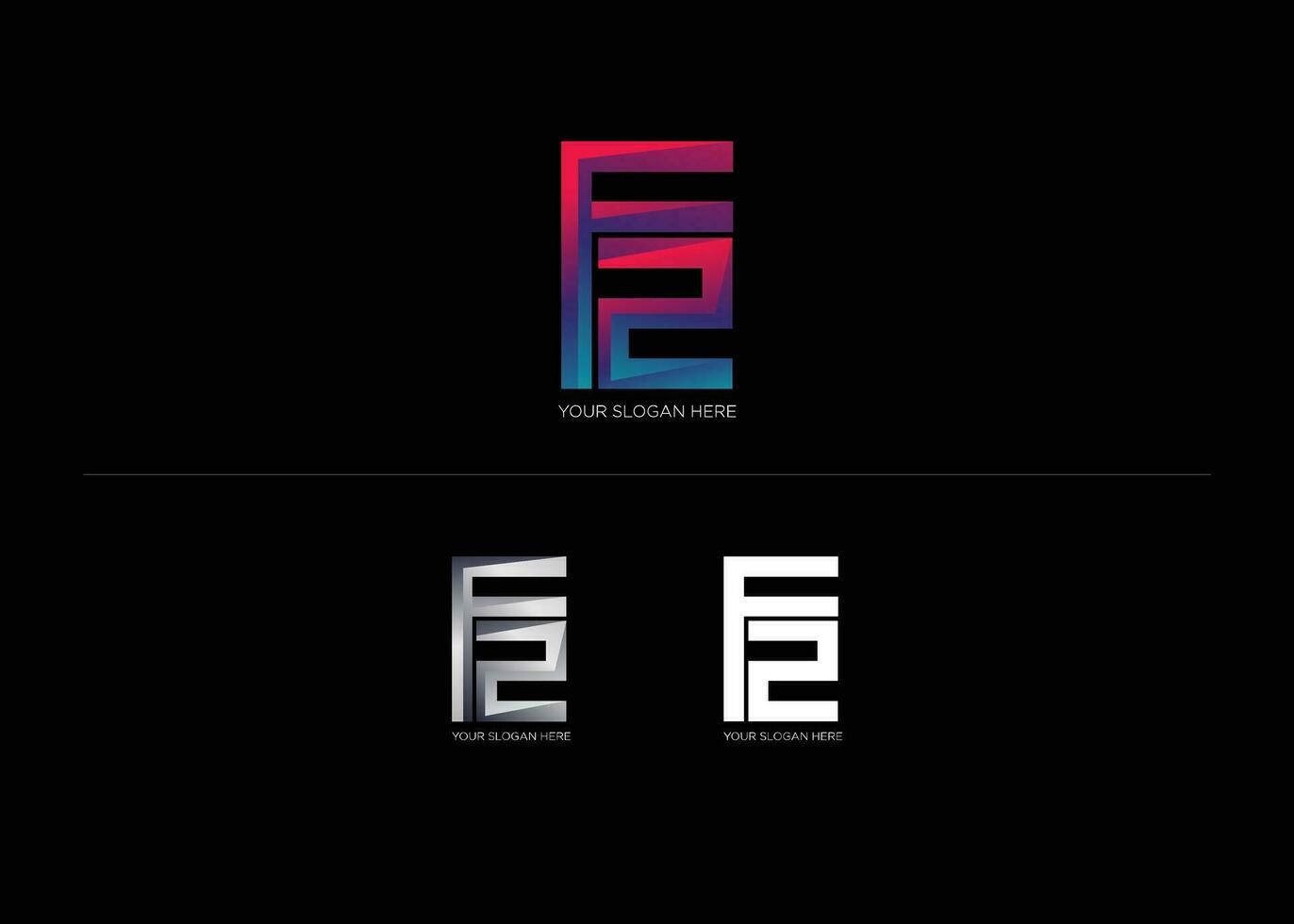 the letter f and the letter e are both in different colors vector