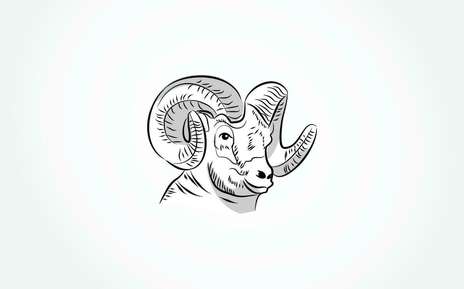 a ram head is drawn in black and white on a white background vector