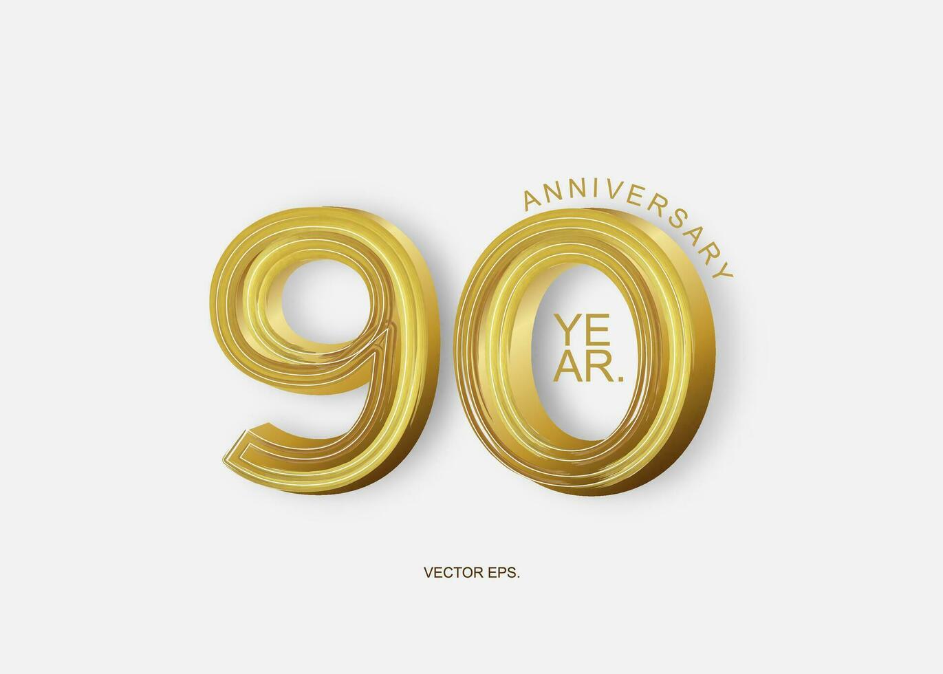 90th anniversary logo with gold text and a white background vector