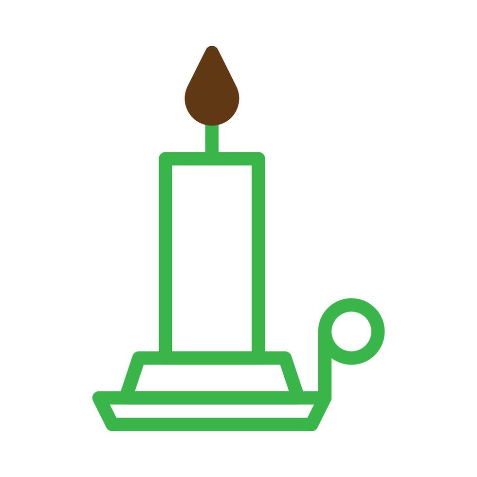 Candle icon duotone green brown colour easter symbol illustration. vector