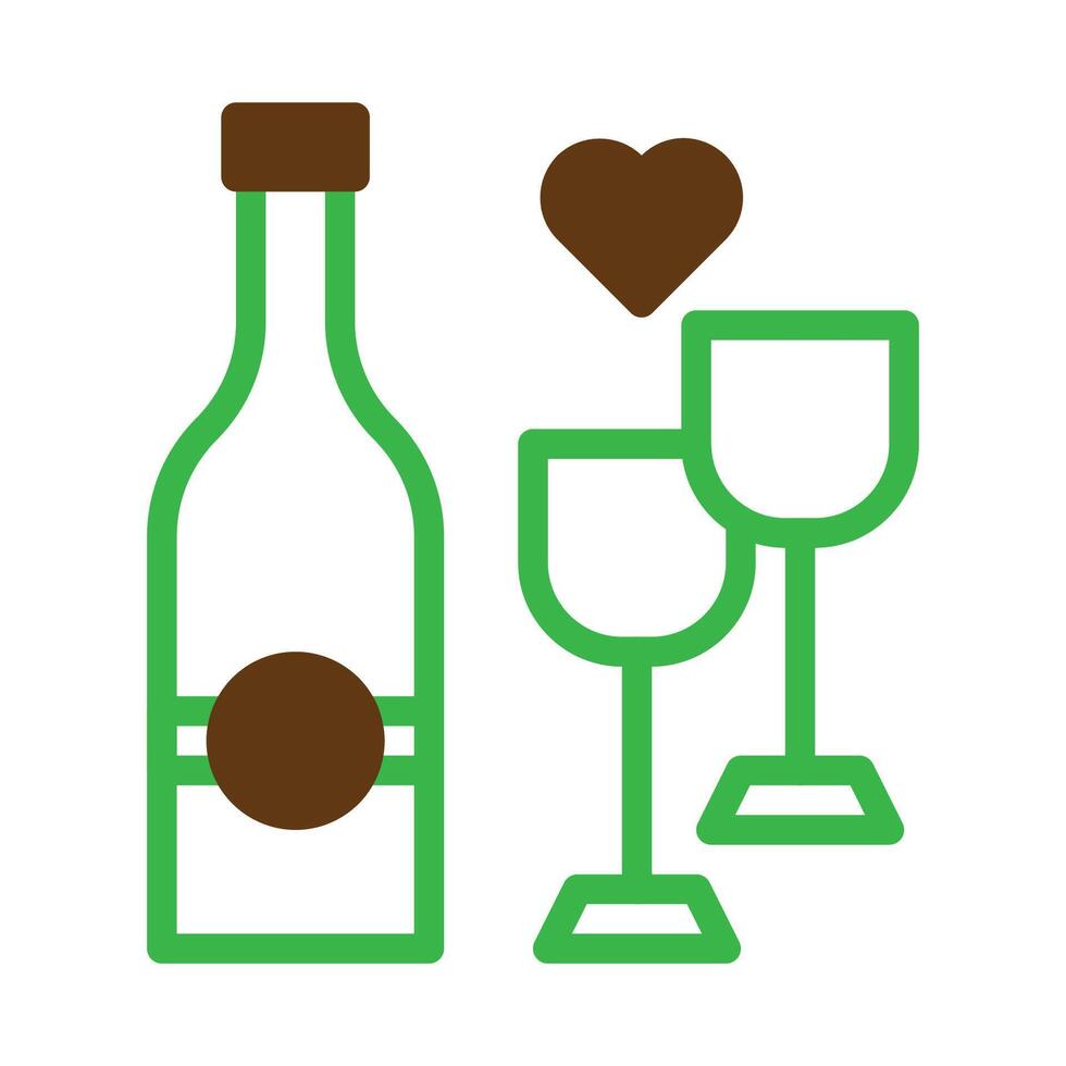 Glass wine icon duotone green brown colour easter symbol illustration. vector