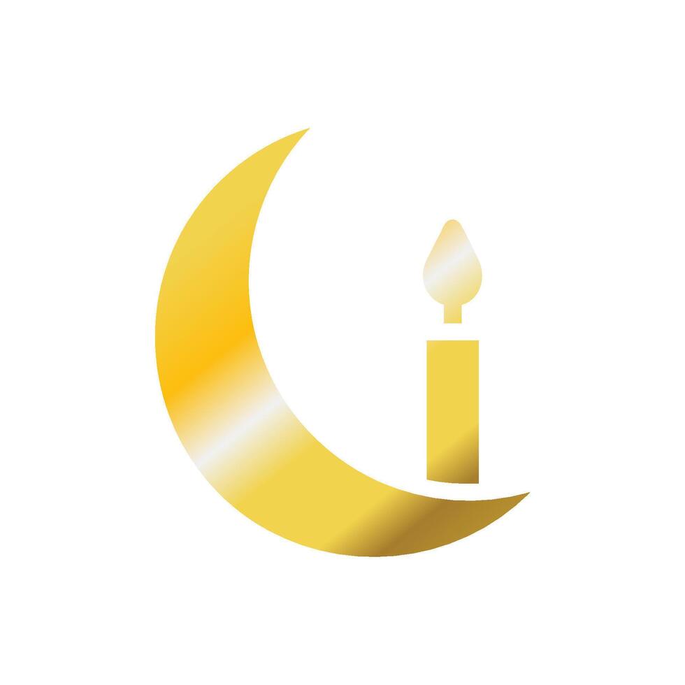 Candle icon solid gradient golden colour ramadan symbol illustration perfect. vector