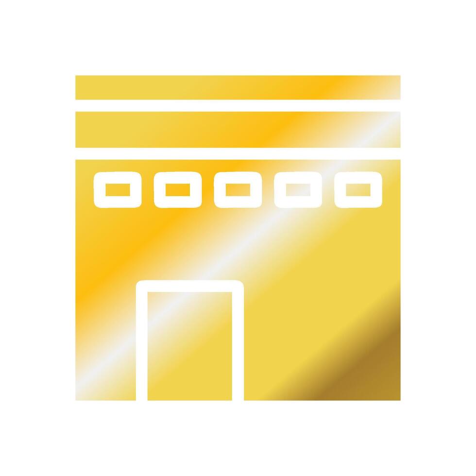 Kaaba icon solid gradient golden colour ramadan symbol illustration perfect. vector