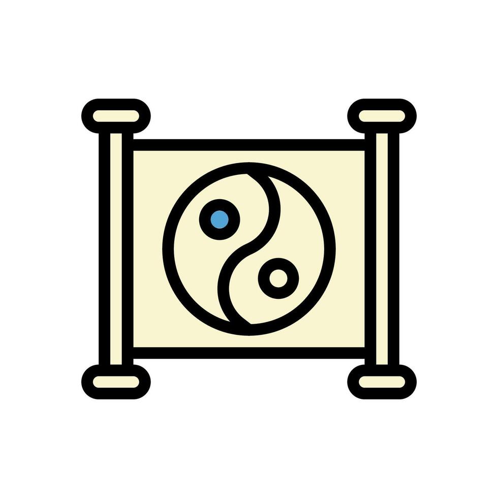 Yin and yang icon colored outline blue cream colour chinese new year symbol perfect. vector