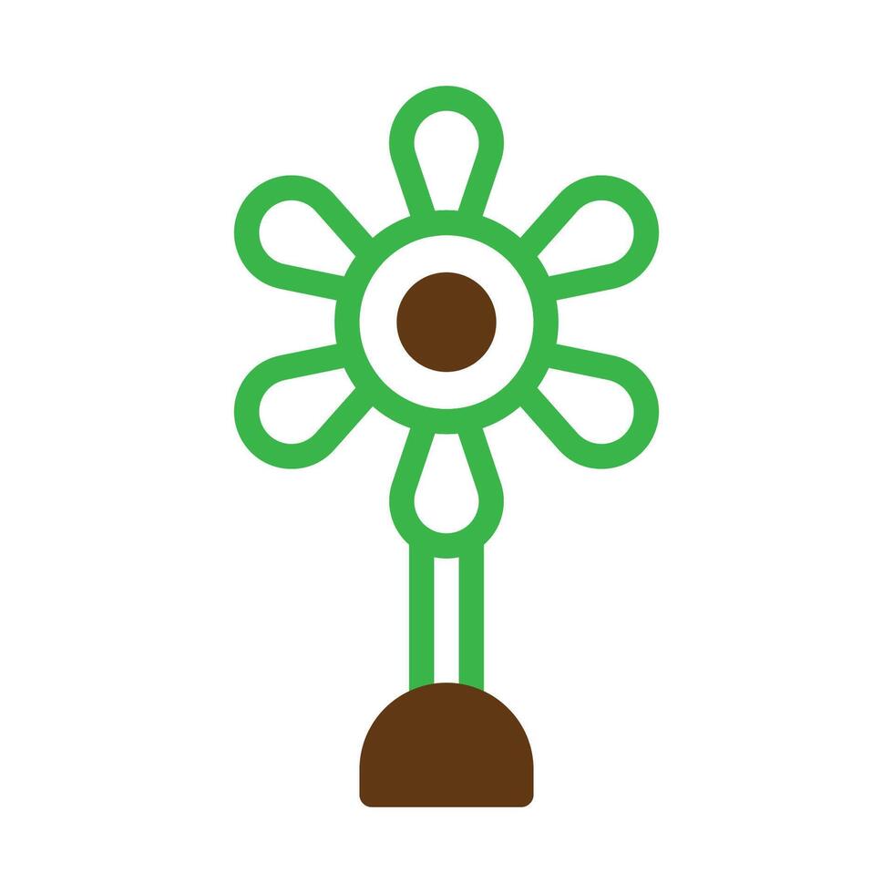 Flower icon duotone green brown colour easter symbol illustration. vector