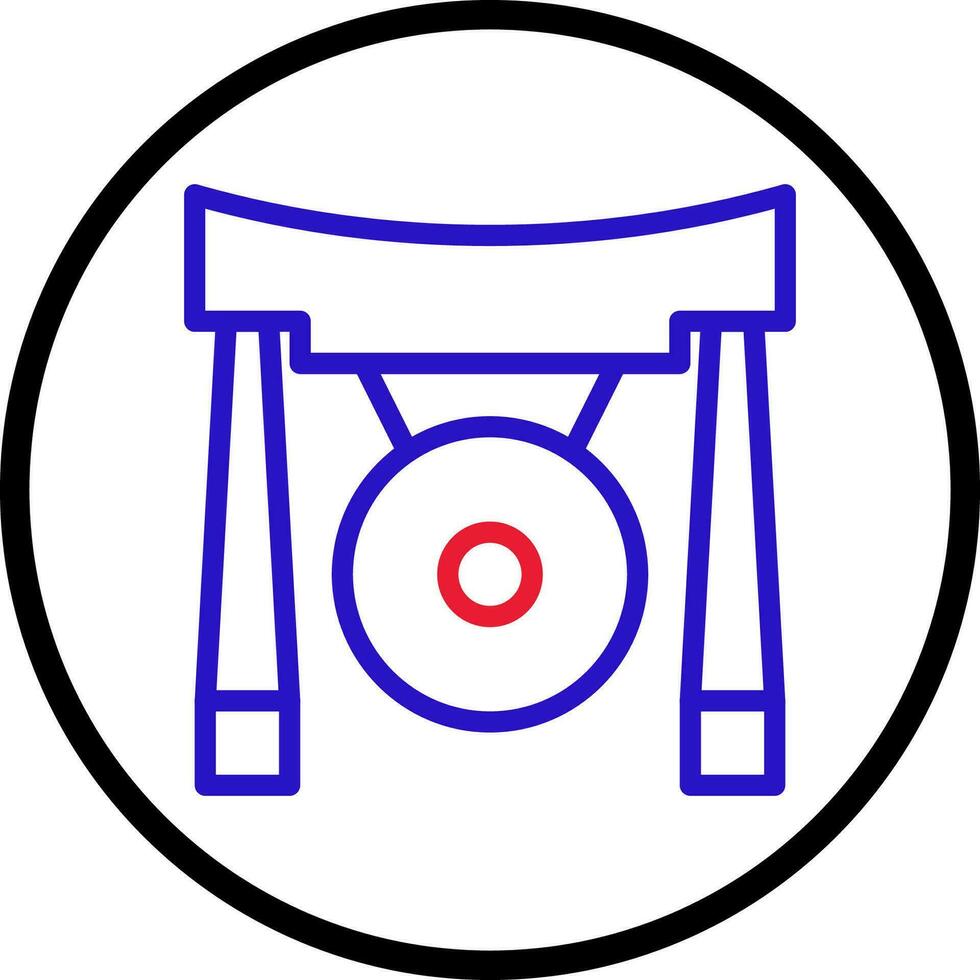 gong icono línea redondeado rojo azul color chino nuevo año símbolo Perfecto. vector
