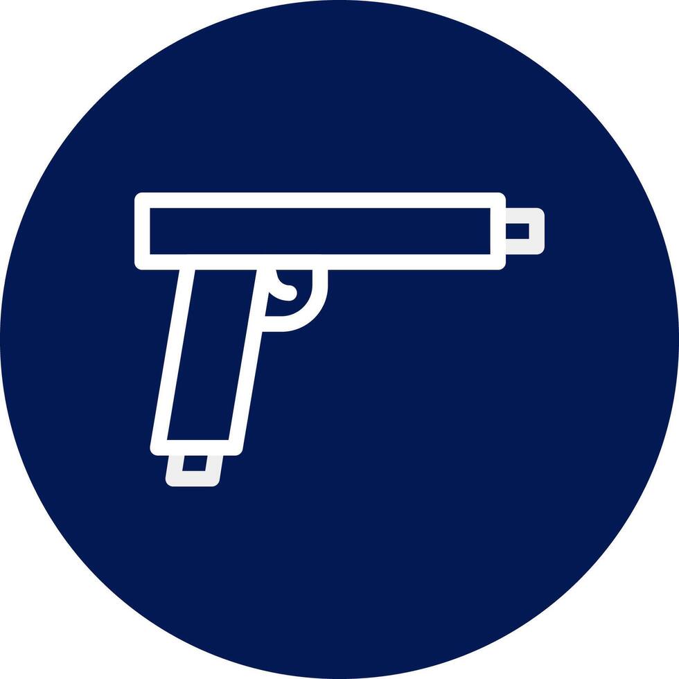 pistola icono redondeado azul blanco color militar símbolo Perfecto. vector