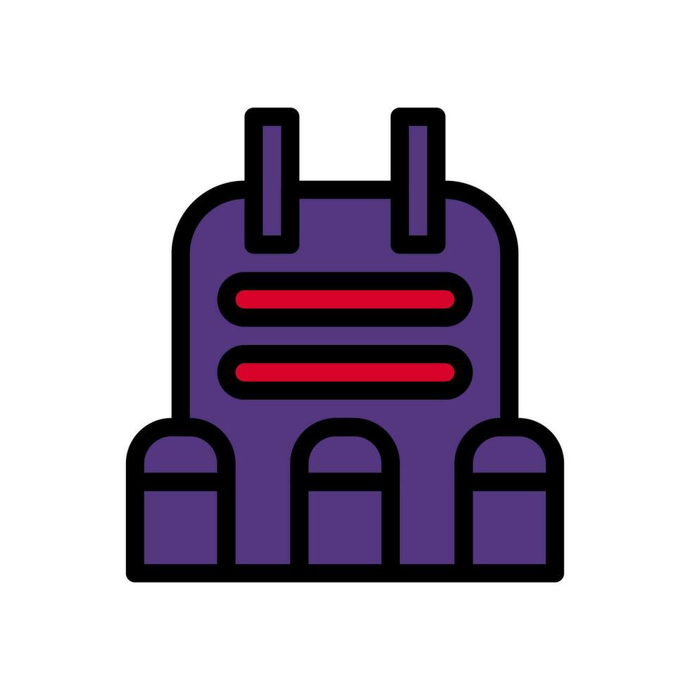 cuerpo armadura icono de colores contorno rojo púrpura color militar símbolo Perfecto. vector