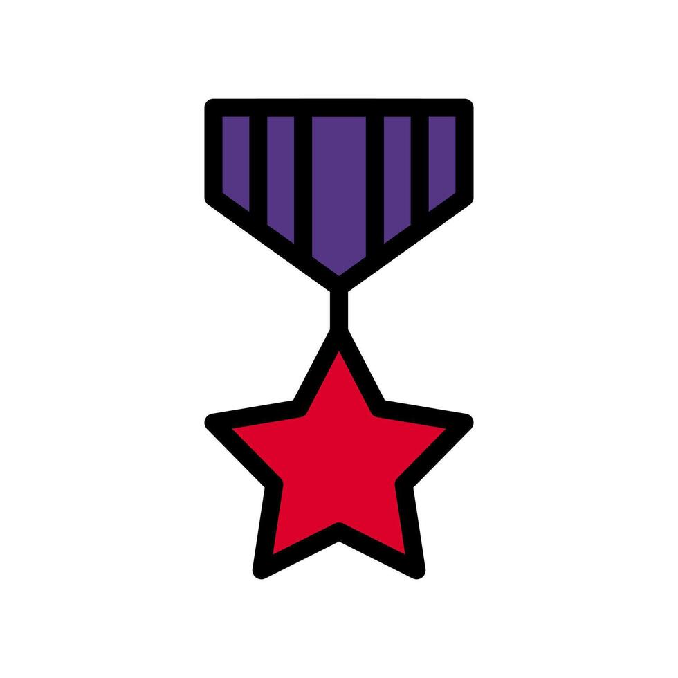 Medal icon colored outline red purple colour military symbol perfect. vector