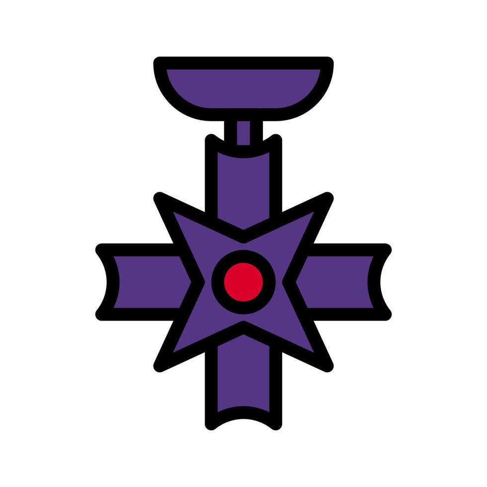 Medal icon colored outline red purple colour military symbol perfect. vector
