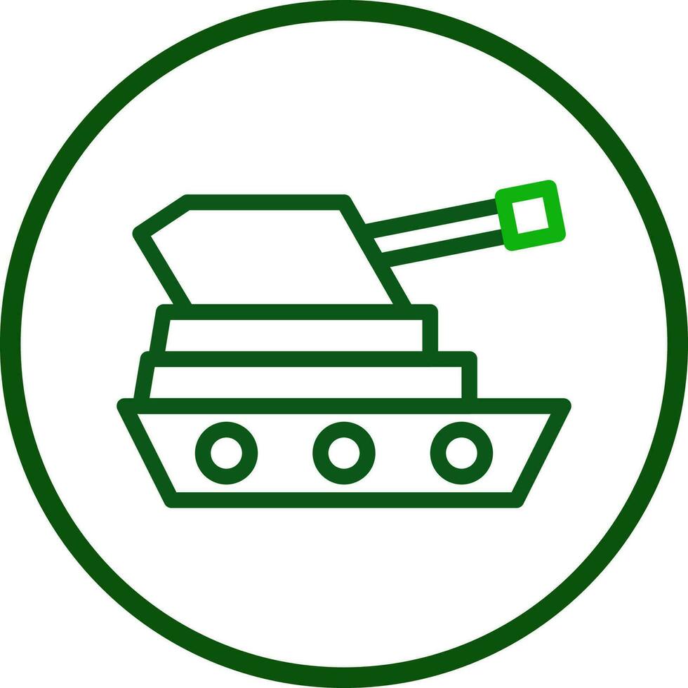 tanque icono línea redondeado verde color militar símbolo Perfecto. vector