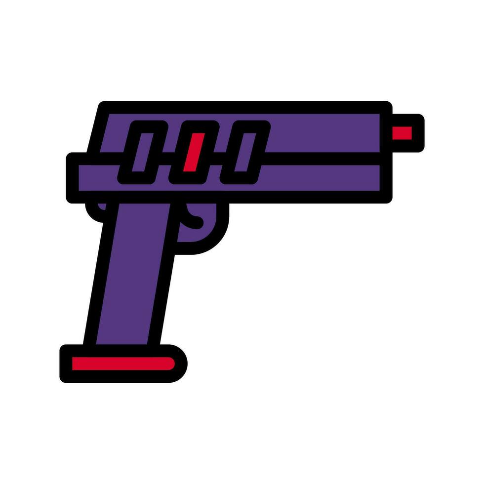 pistola icono de colores contorno rojo púrpura color militar símbolo Perfecto. vector