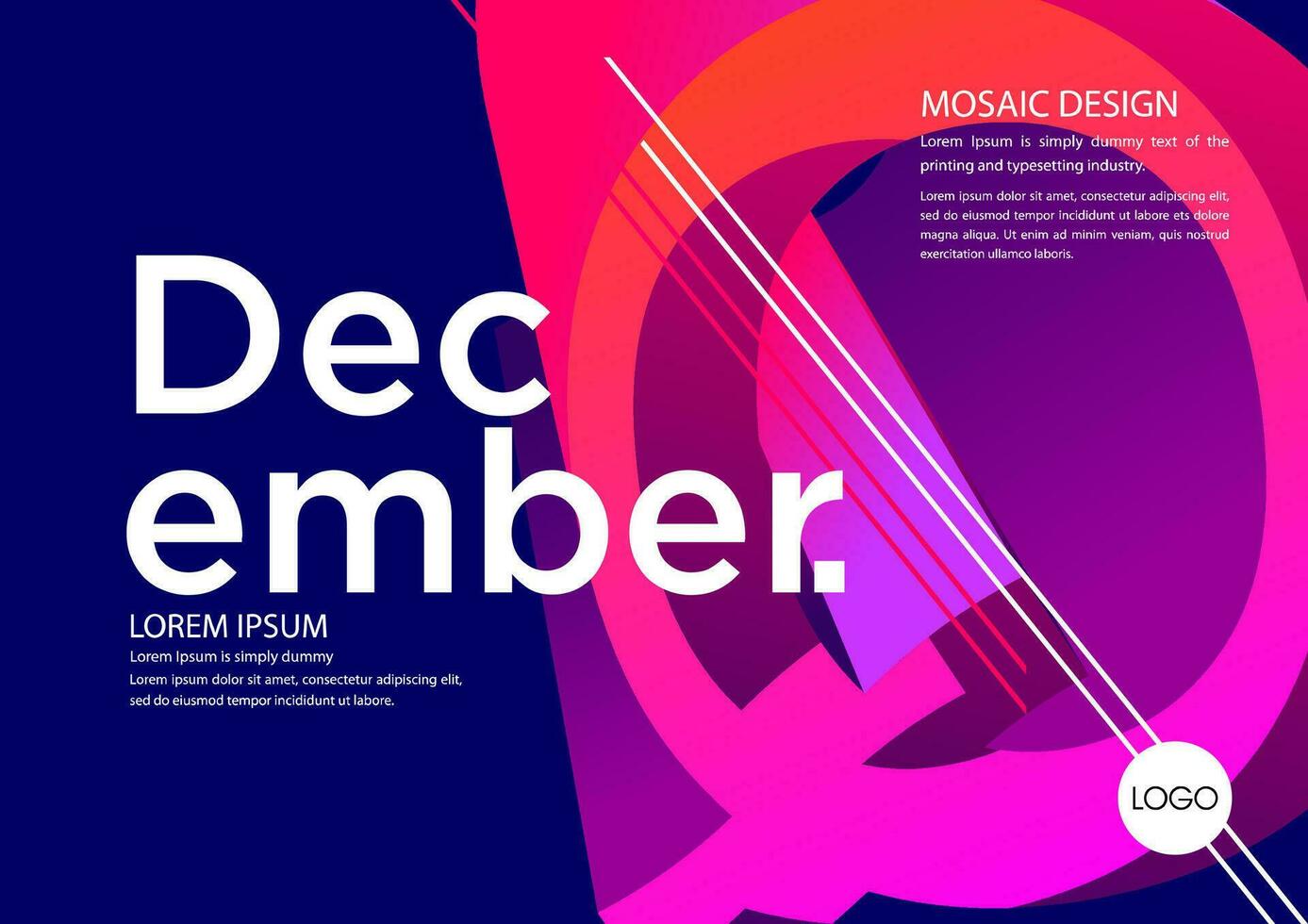 december calendar template with geometric shapes vector