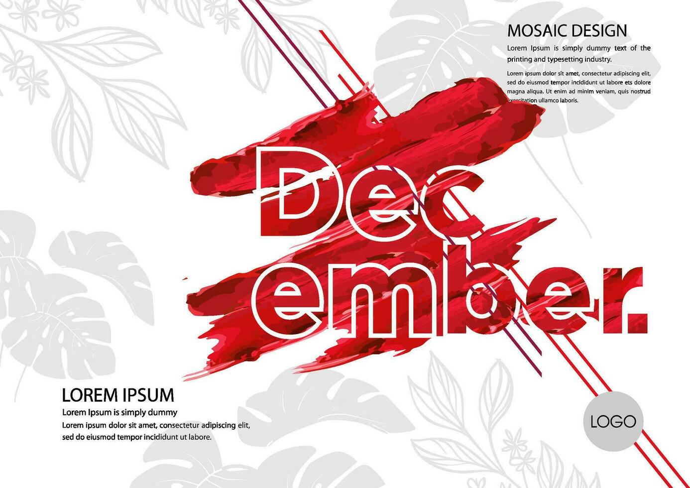 a red and white calendar with the words december vector