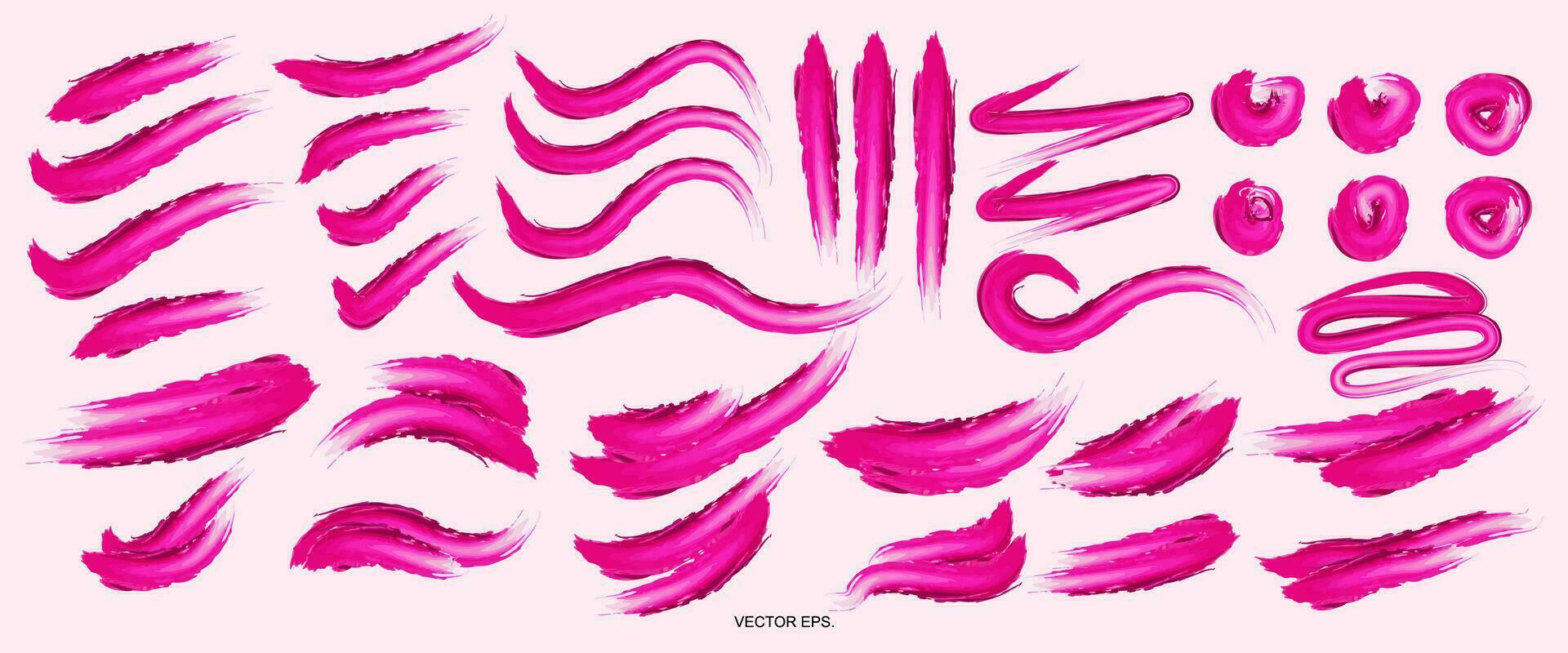 pink brush strokes set on a white background vector