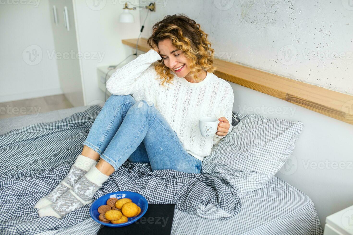 young woman in winter morning photo