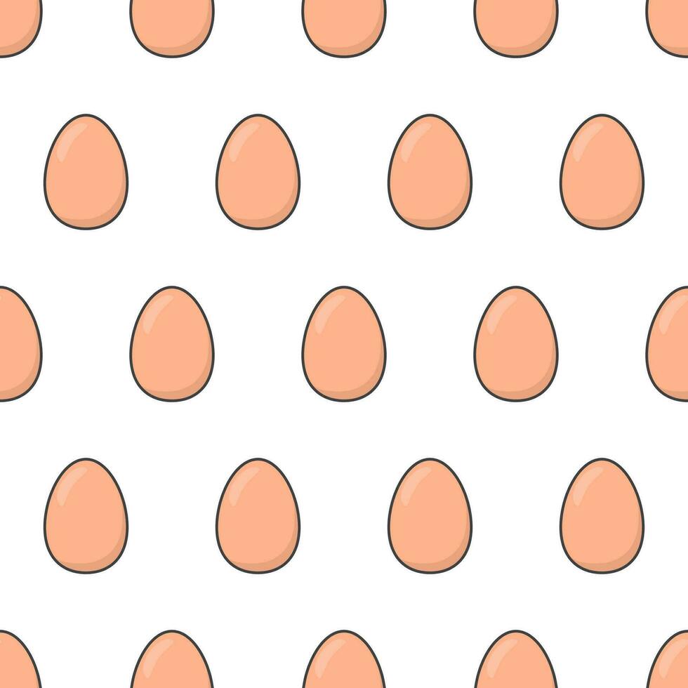 Eggs Seamless Pattern On A White Background. Chicken Boiled Eggs Icon Theme Vector Illustration