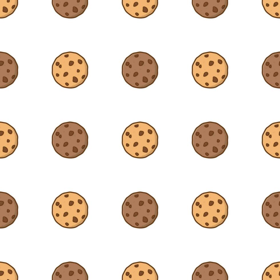 Cookies Seamless Pattern On A White Background. Tasty Cookies Pepper Vector Illustration