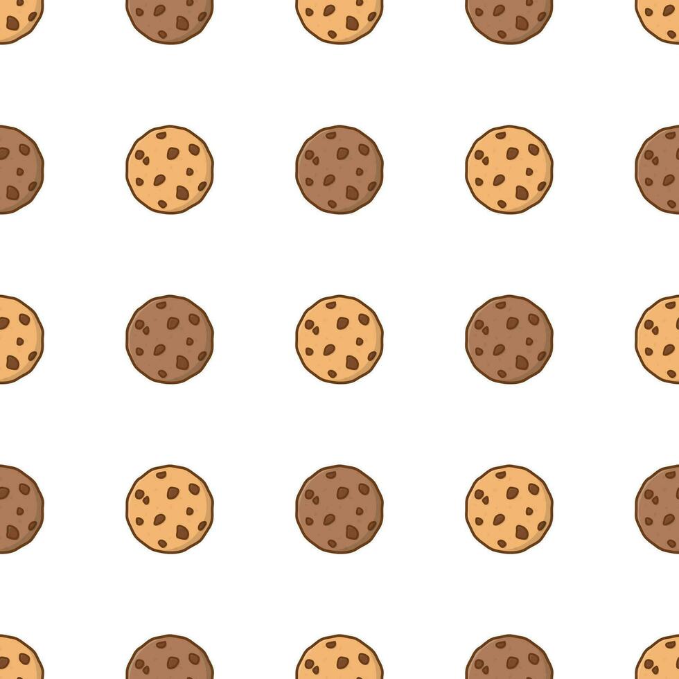 Cookies Seamless Pattern On A White Background. Tasty Cookies Pepper Vector Illustration