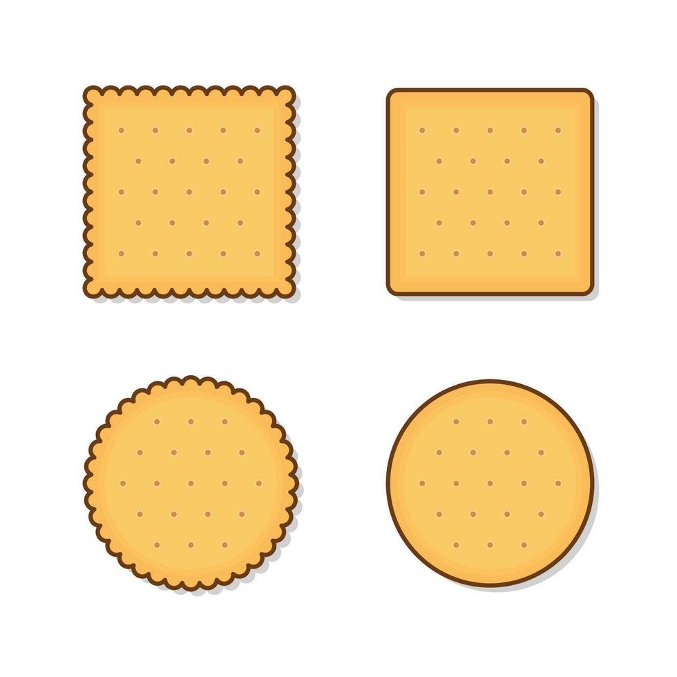 Cracker Biscuits Vector Icon Illustration. Biscuit Cookie Snacks Flat Icon