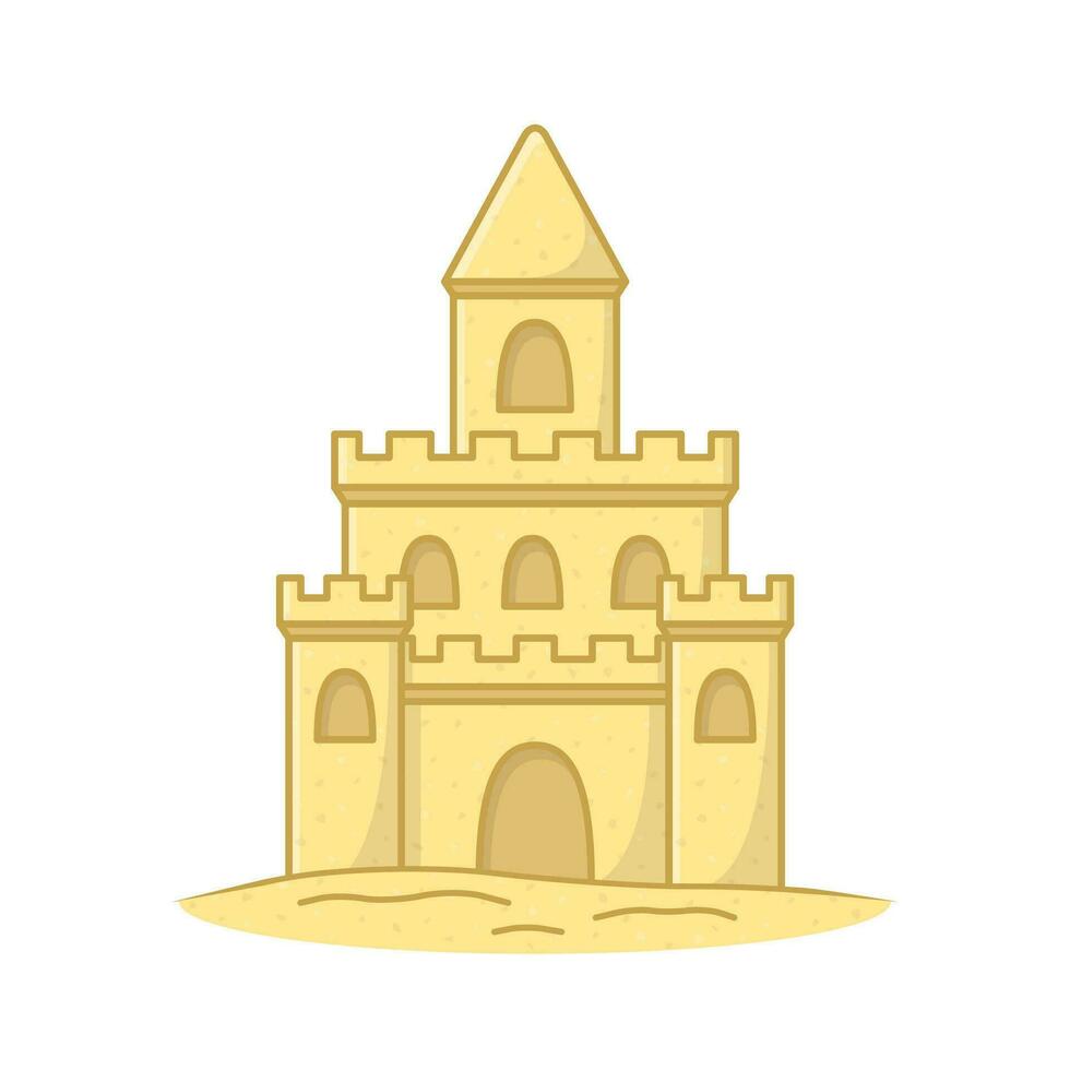 Sand Castle On The Beach Vector Icon Illustration. Cute Sandcastle Flat Icon