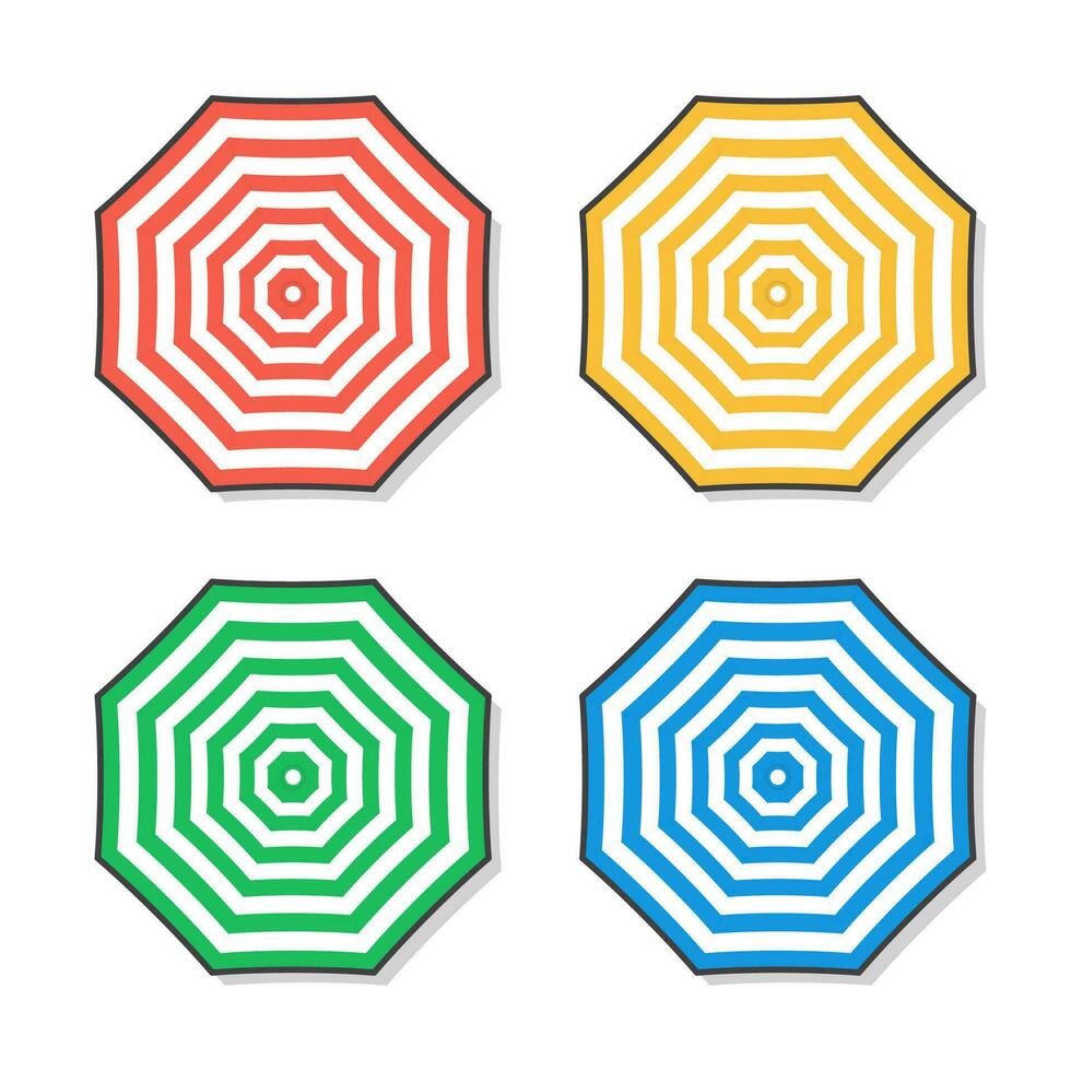 Summer Beach Umbrellas Vector Icon Illustration. Set Of Beach Umbrella Flat Icon