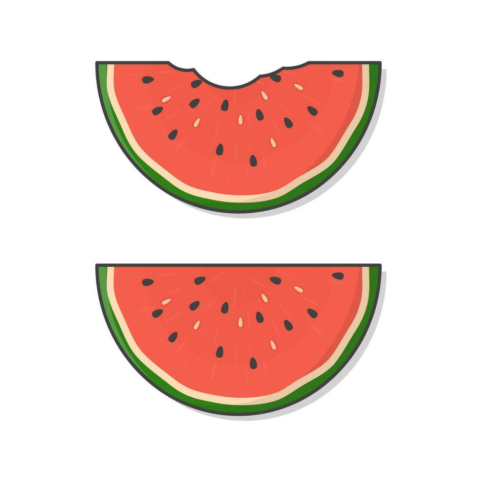 Slice Of Watermelon Vector Icon Illustration. Fresh And Juicy Watermelons Flat Icon