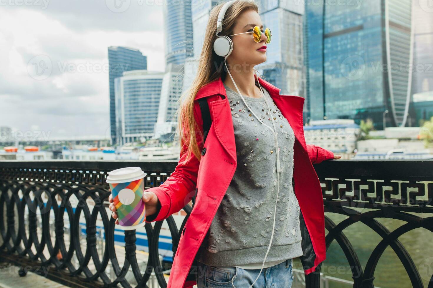 young hipster woman in street photo