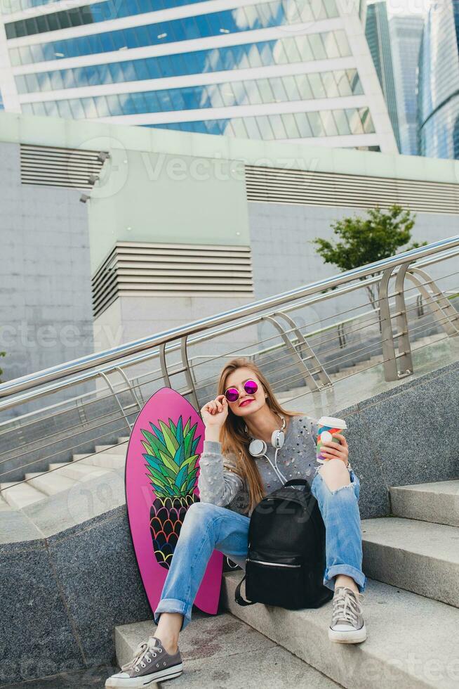 young hipster woman in street photo