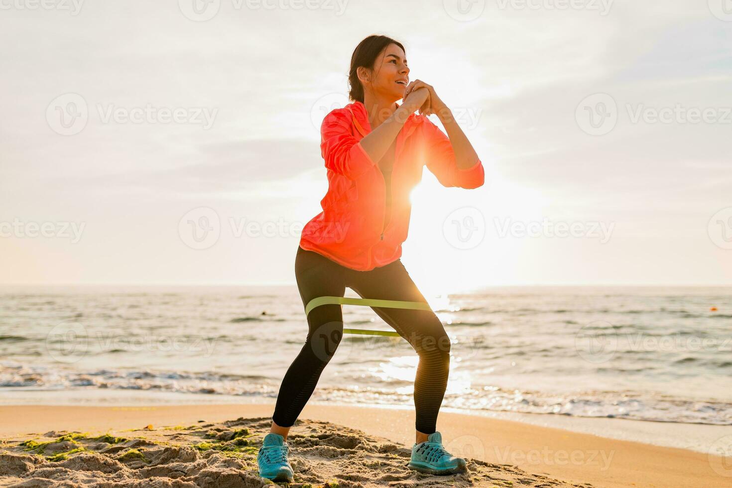 woman doing sports in morning photo