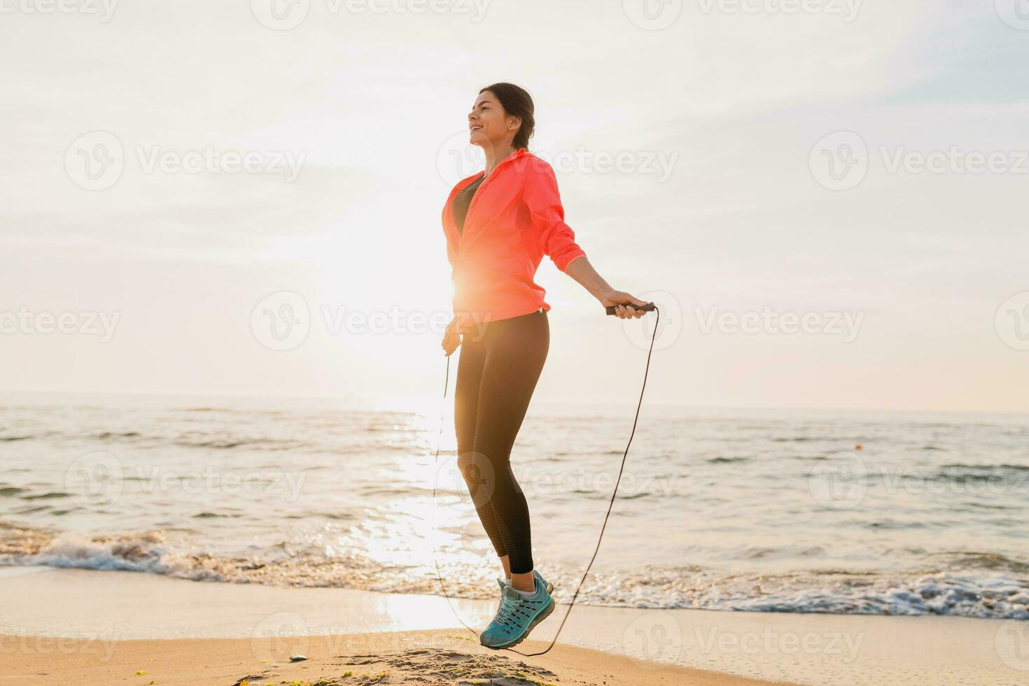 woman doing sports in morning photo