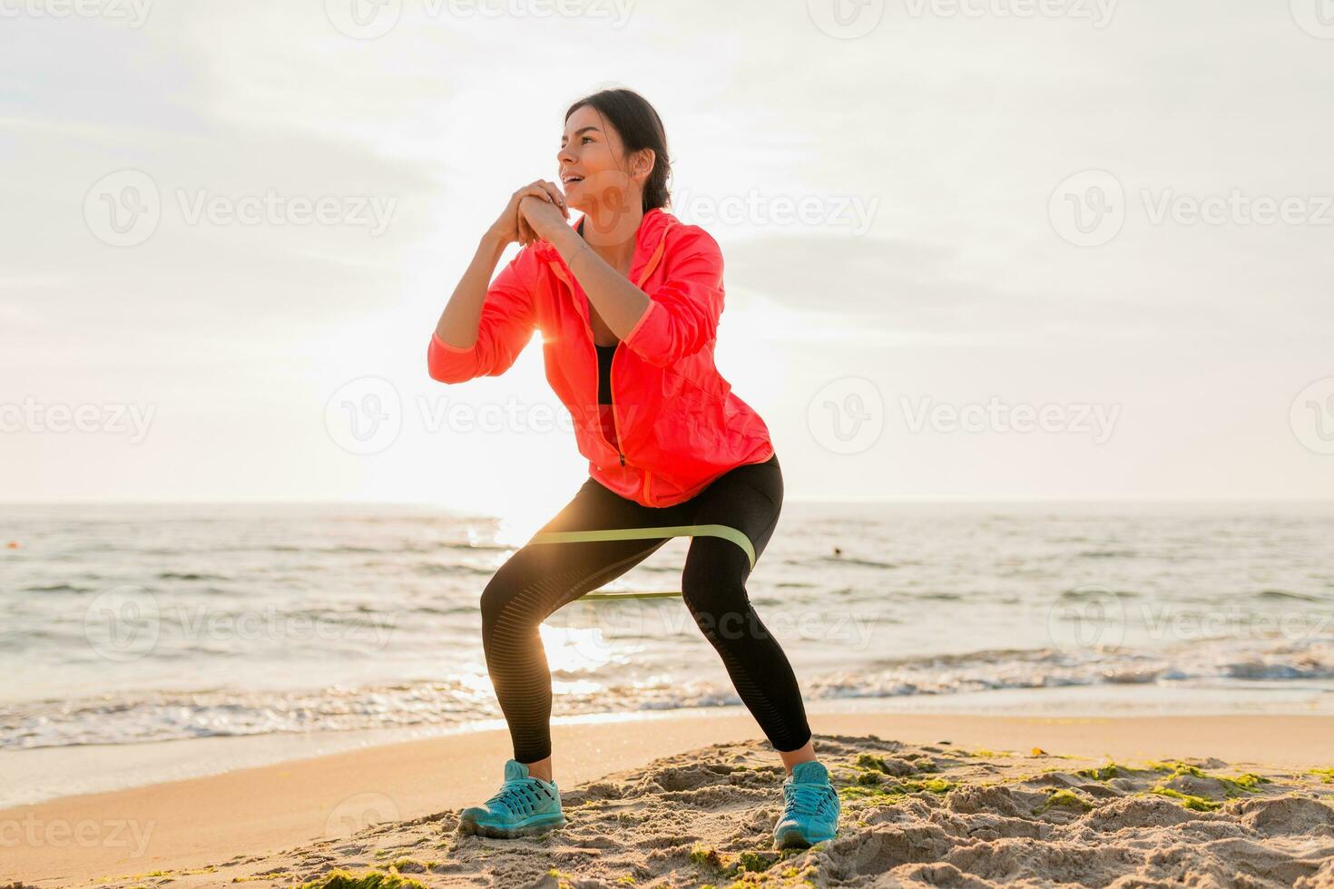 woman doing sports in morning photo