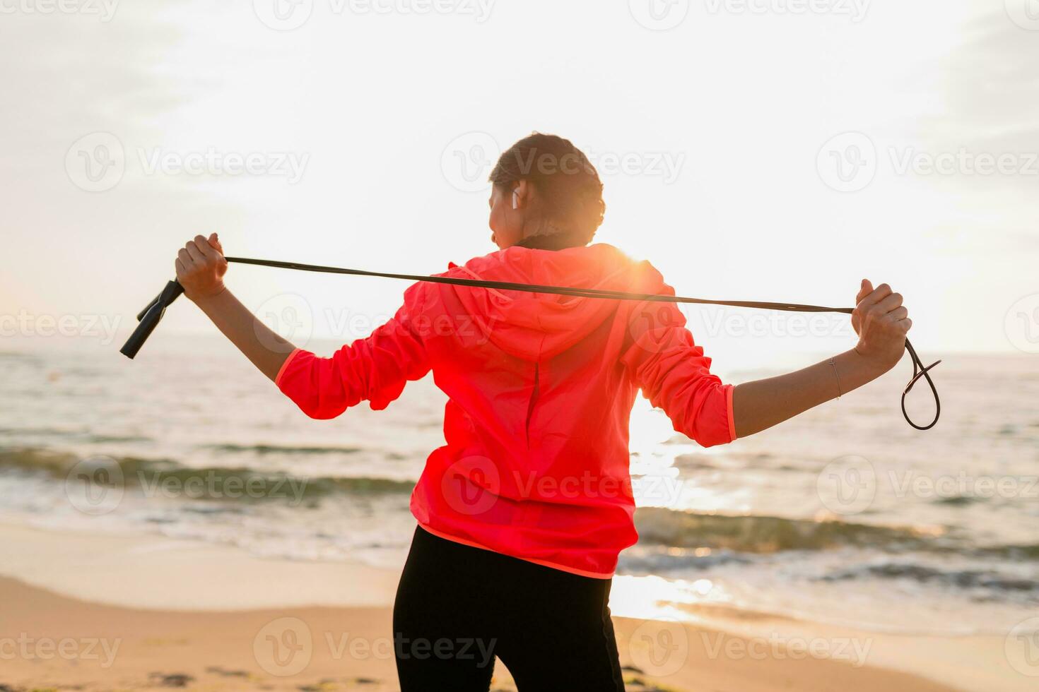 woman doing sports in morning photo