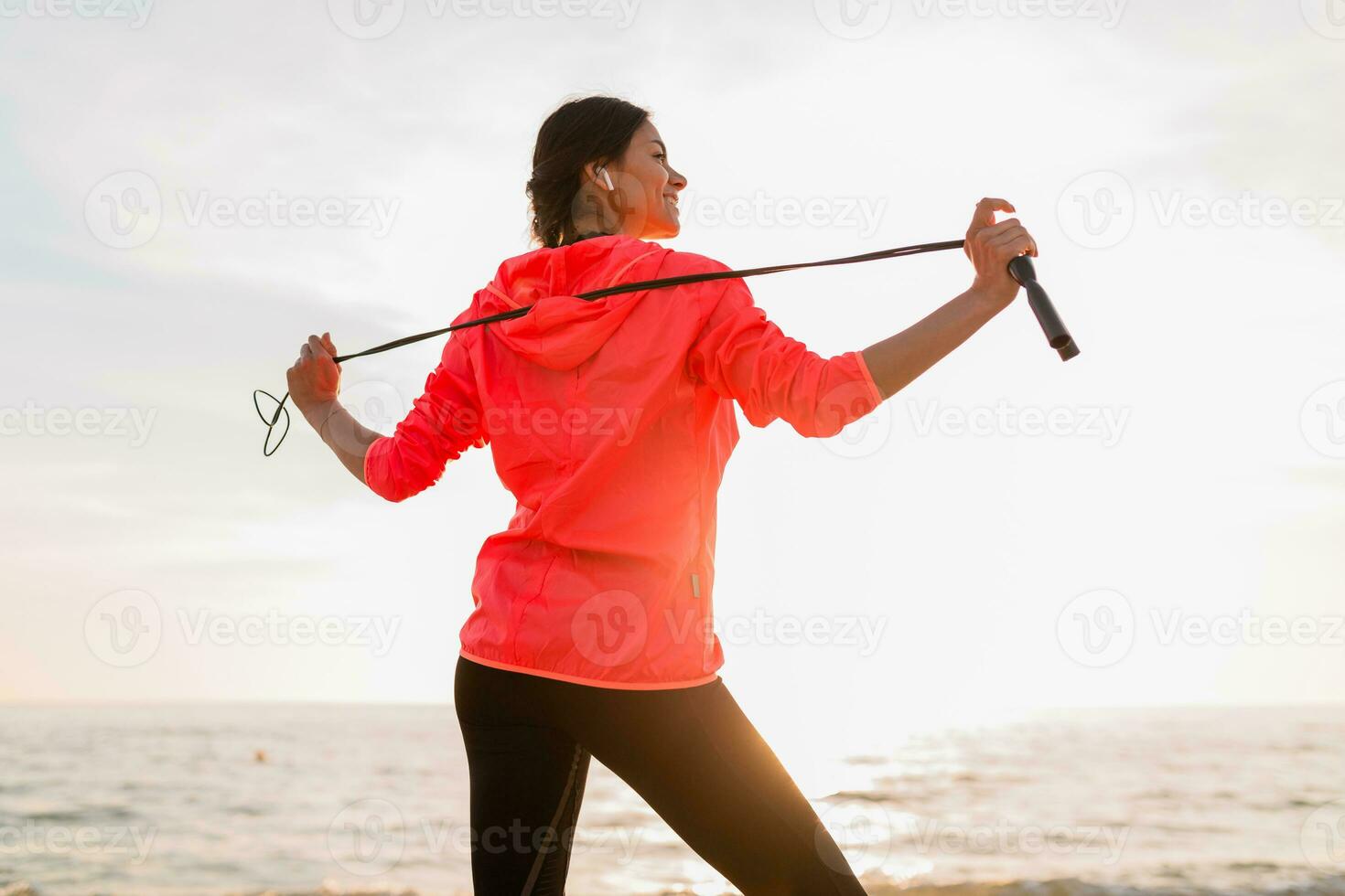 woman doing sports in morning photo