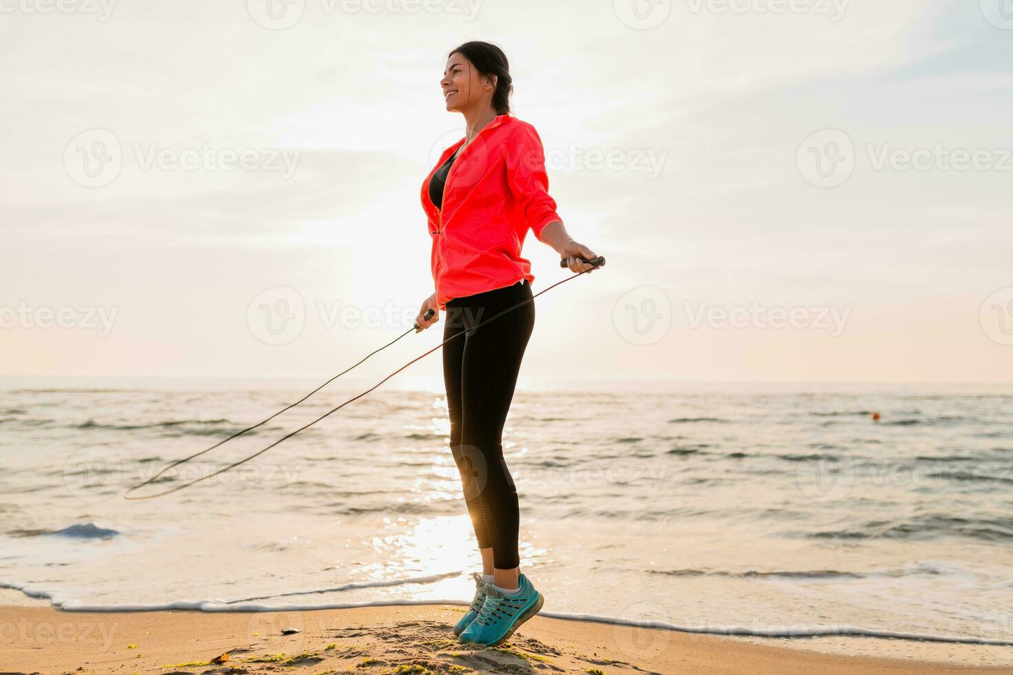 woman doing sports in morning photo
