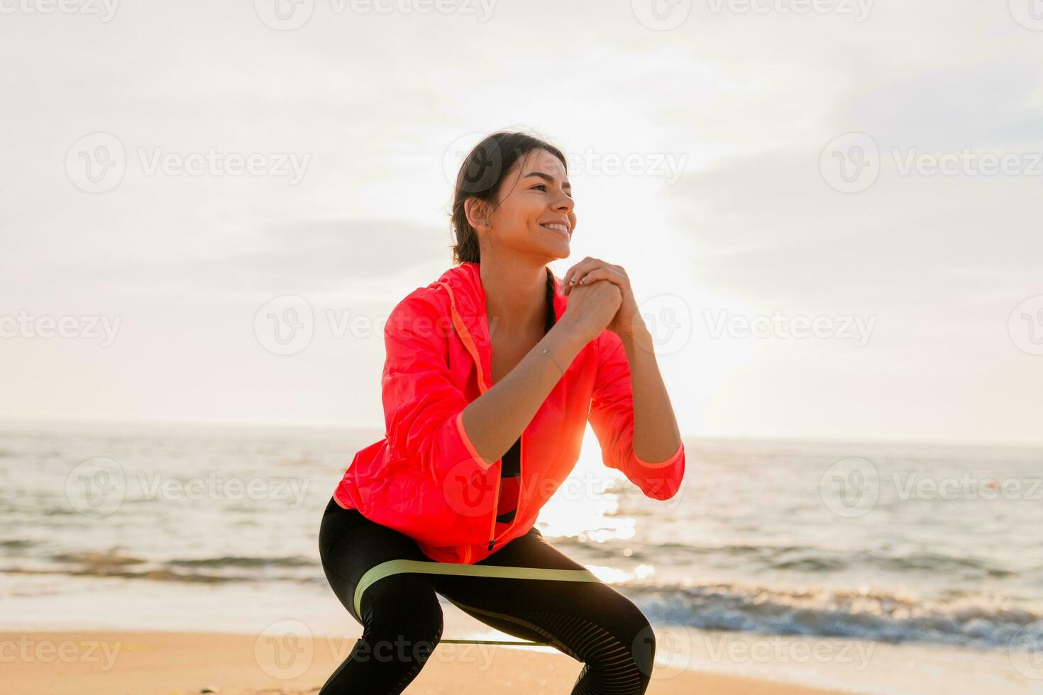 woman doing sports in morning photo