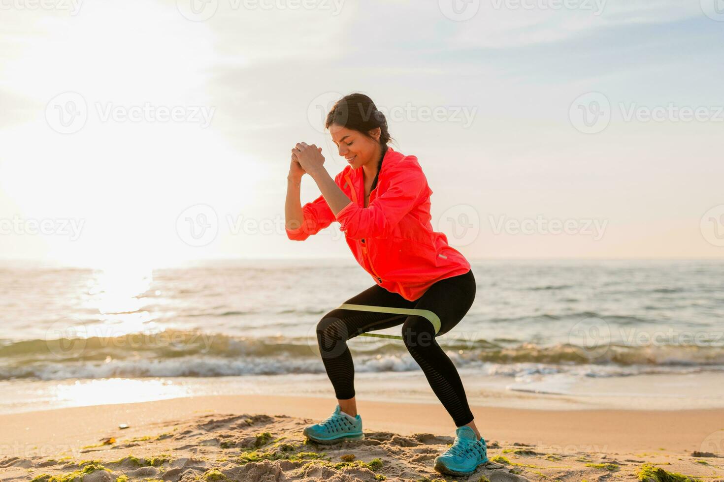 woman doing sports in morning photo
