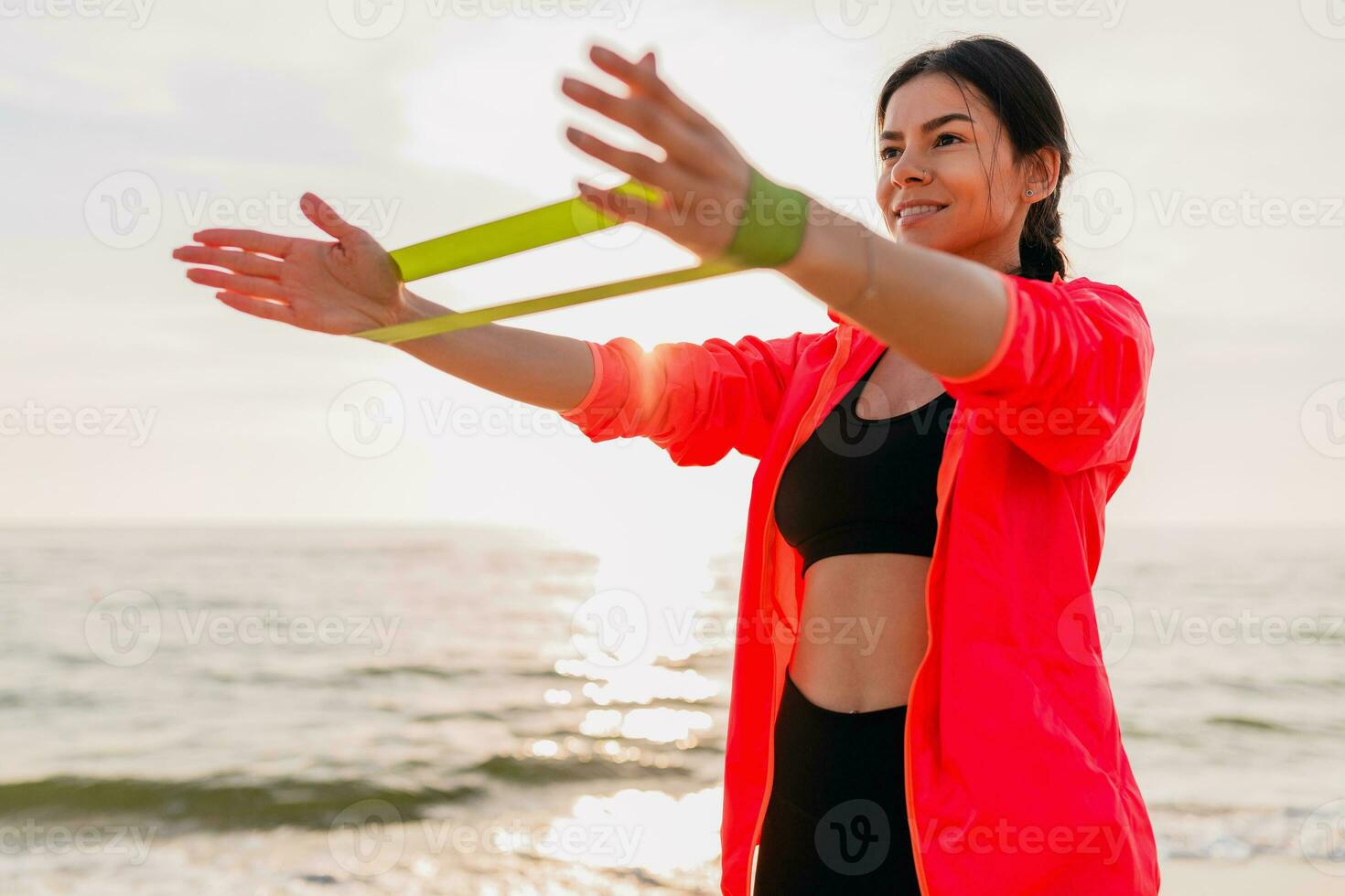 woman doing sports in morning photo