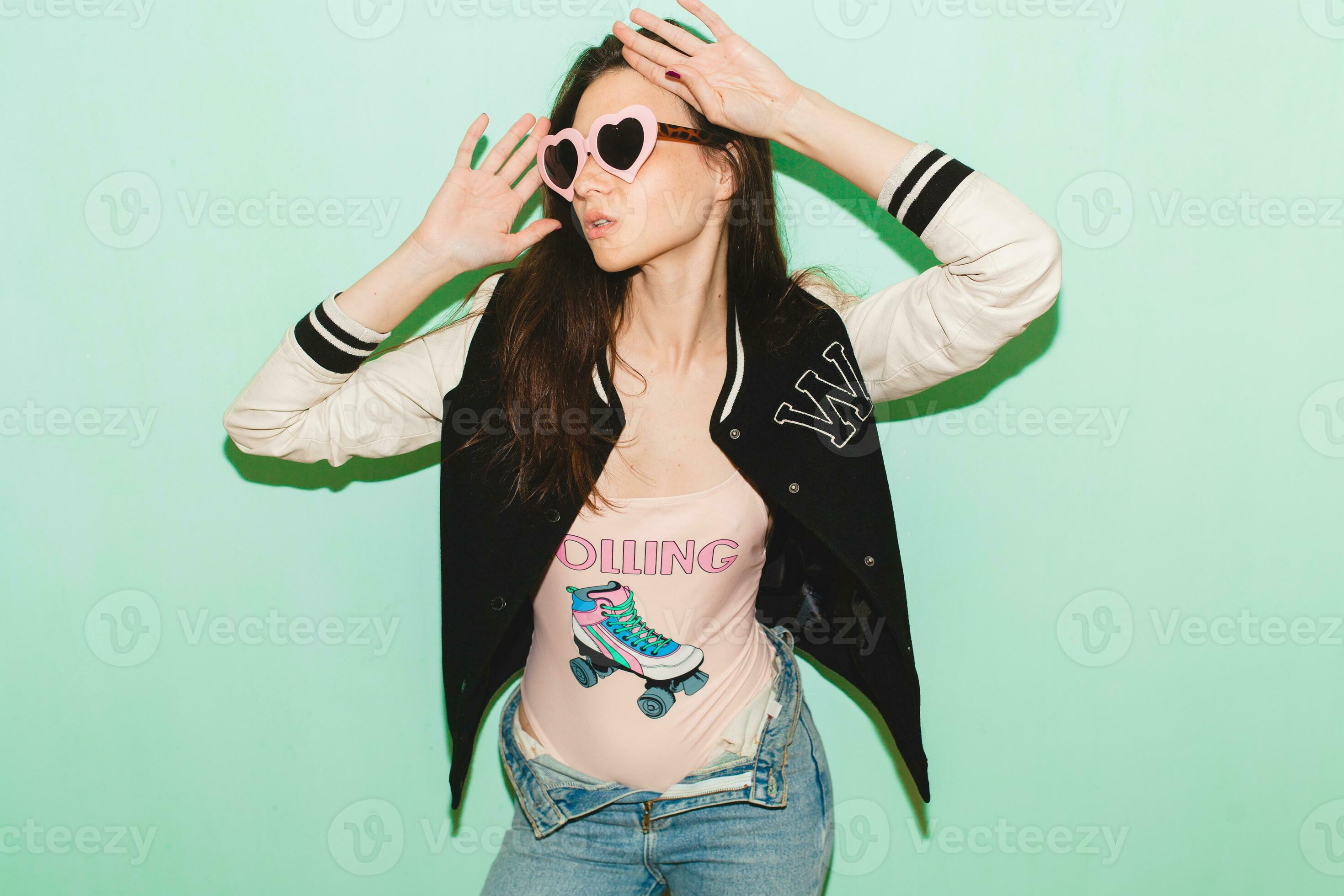 young beautiful hipster woman in hipster style outfit 29061443 Stock Photo  at Vecteezy