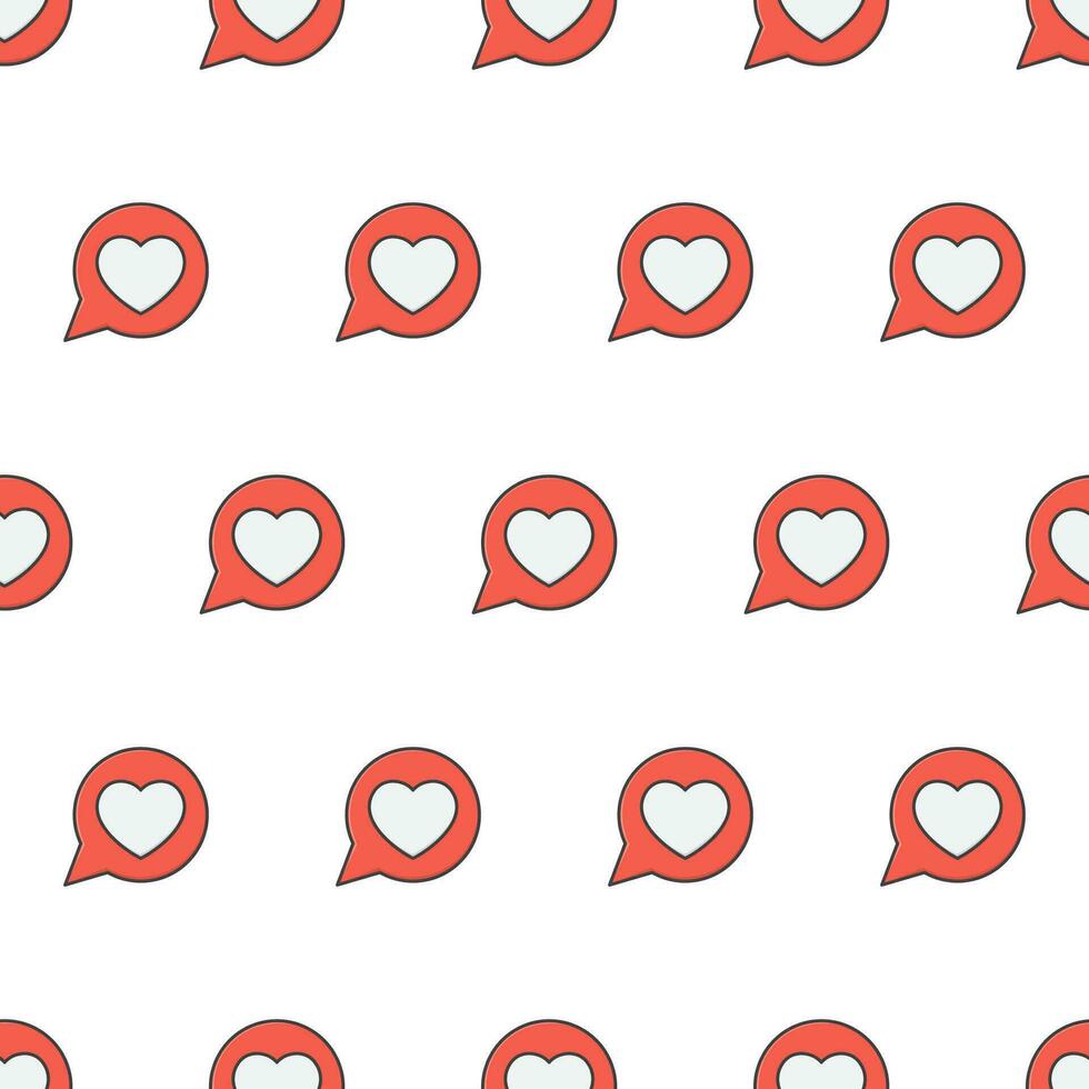 Heart In Speech Bubble Seamless Pattern On A White Background. Love Heart Theme Vector Illustration