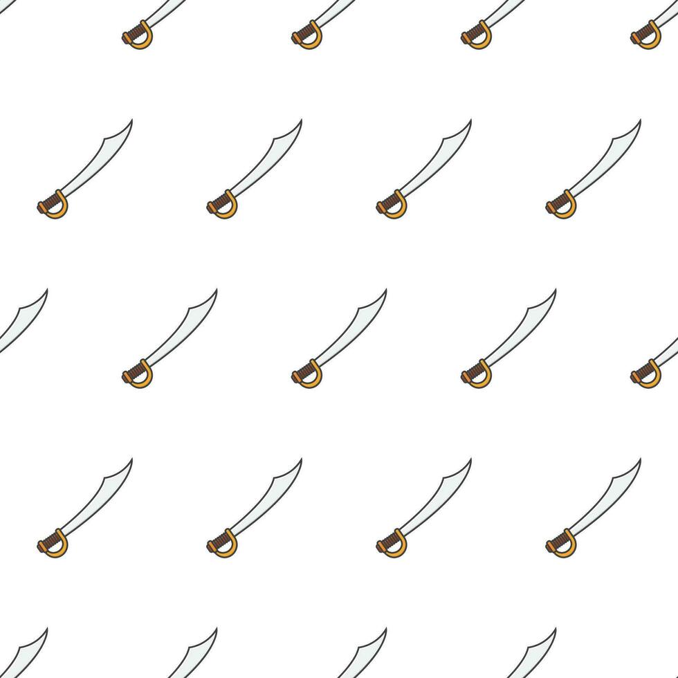 Sword Seamless Pattern On A White Background. Weapon Battle Theme Vector Illustration