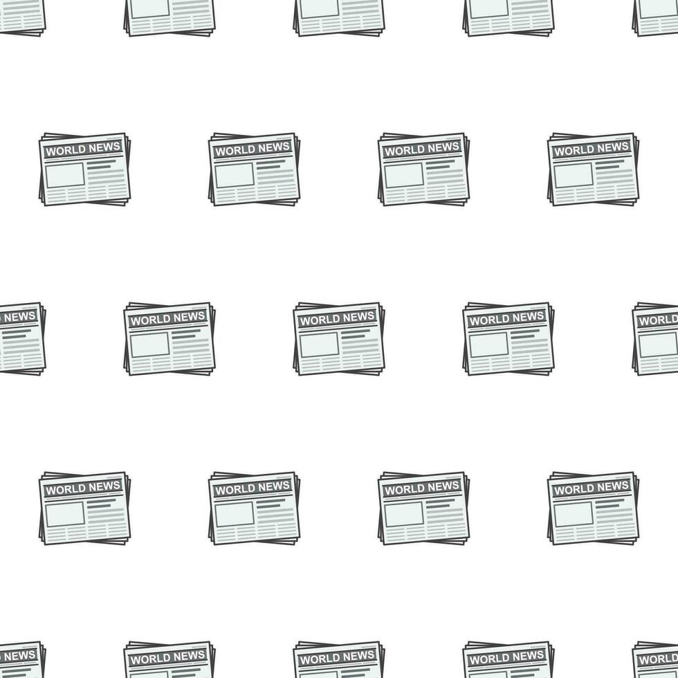 Newspaper Seamless Pattern On A White Background. Daily News Theme Vector Illustration