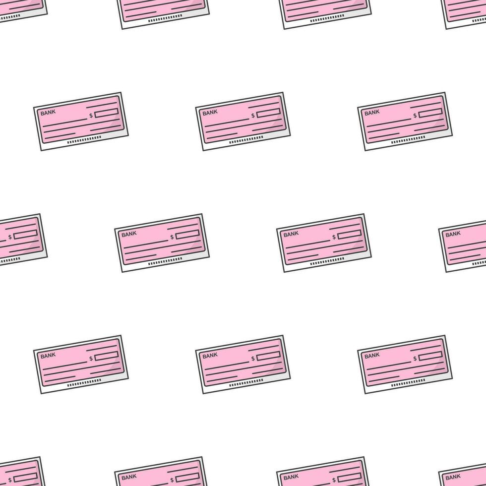 Bank Check Seamless Pattern On A White Background. Blank Cheque Theme Vector Illustration