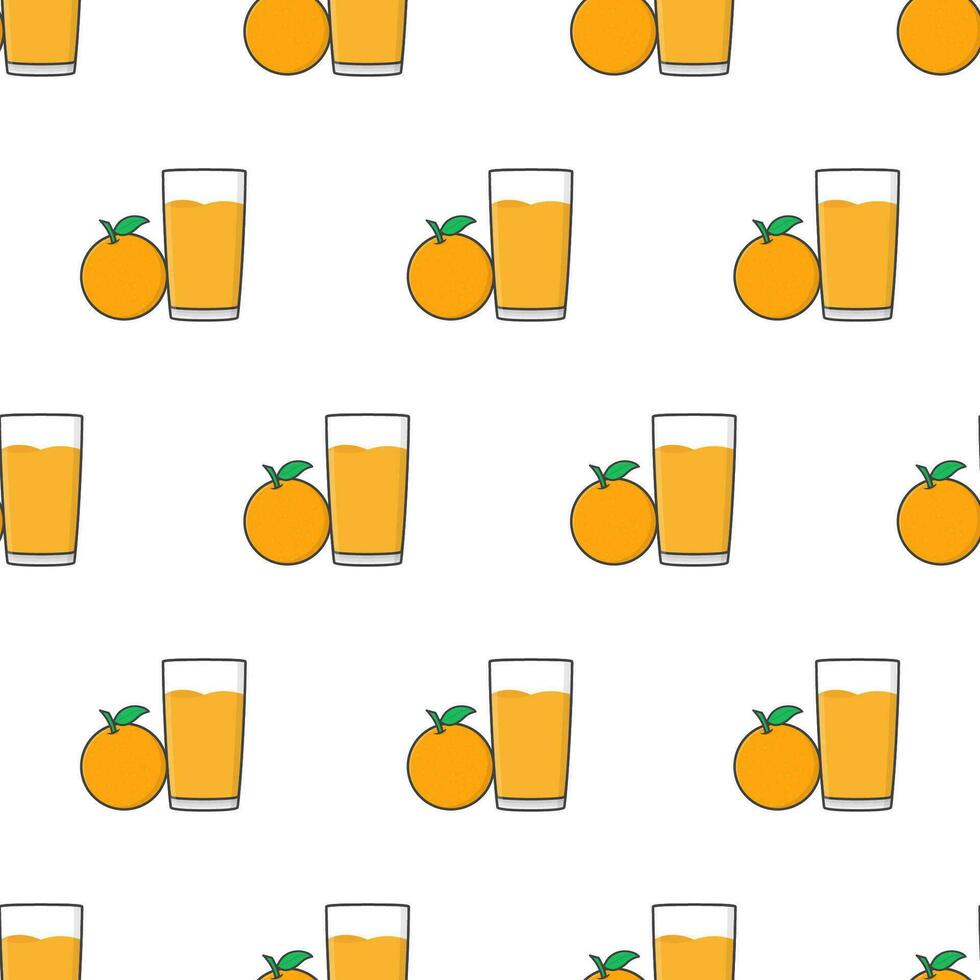 Orange Juice Seamless Pattern On A White Background. Orange Theme Vector Illustration