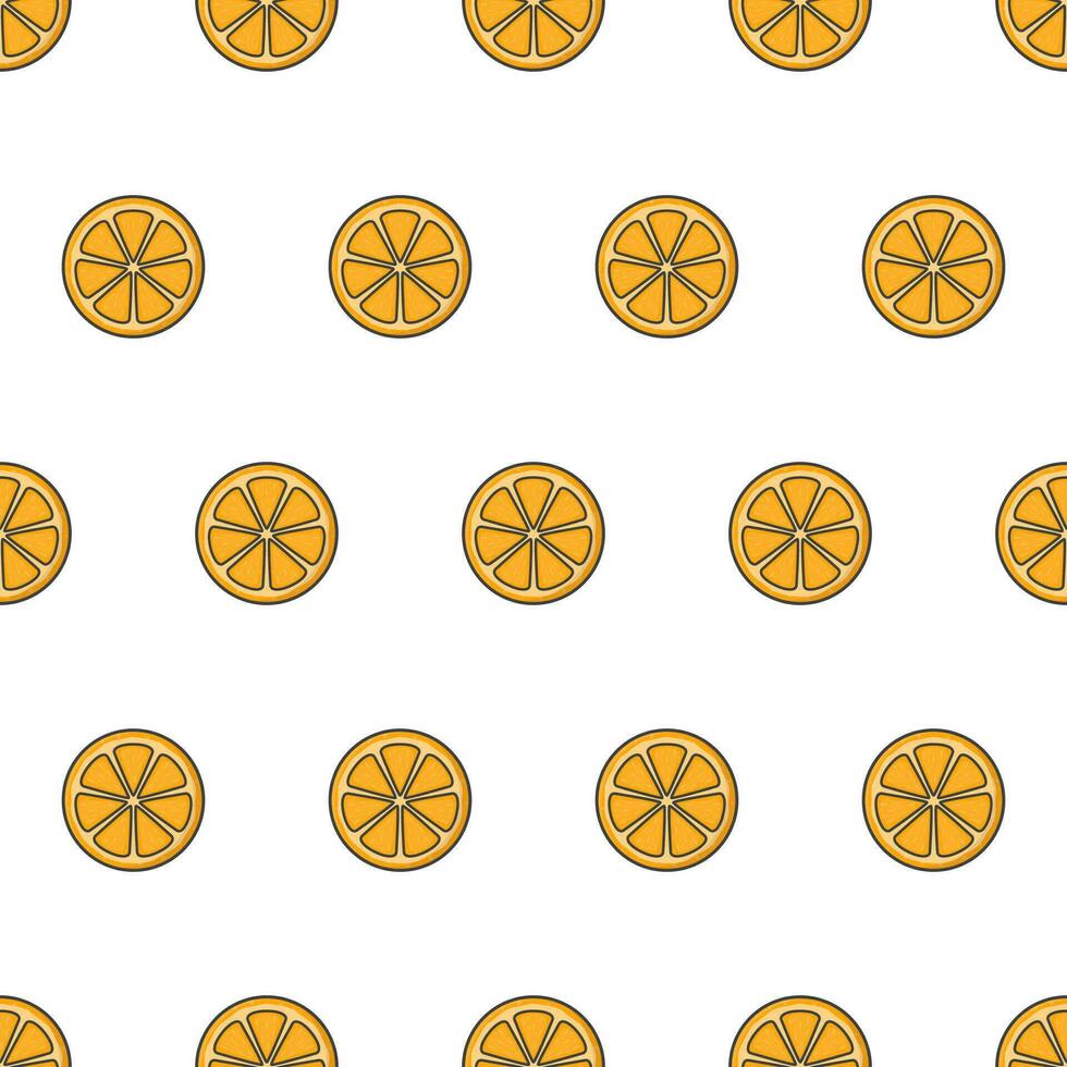 Orange Fruit Seamless Pattern On A White Background. Slice Orange Vector Illustration