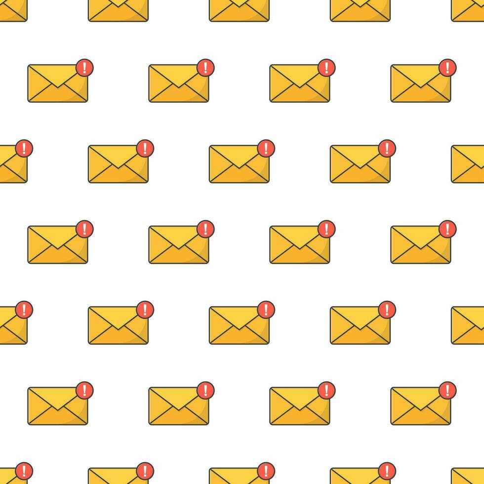 Notification Message Or Email Seamless Pattern On A White Background. Envelope Notification Theme Vector Illustration