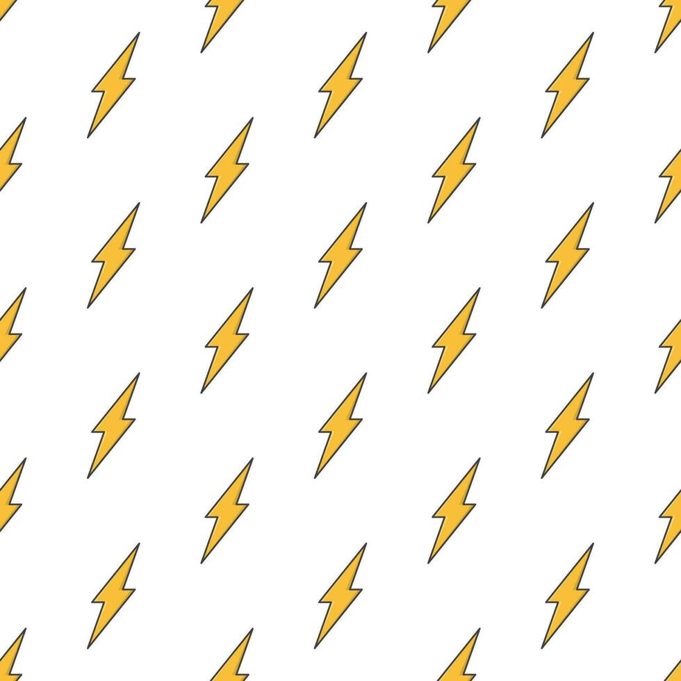 Thunderbolt Seamless Pattern On A White Background. Lightning Bolt Theme Vector Illustration