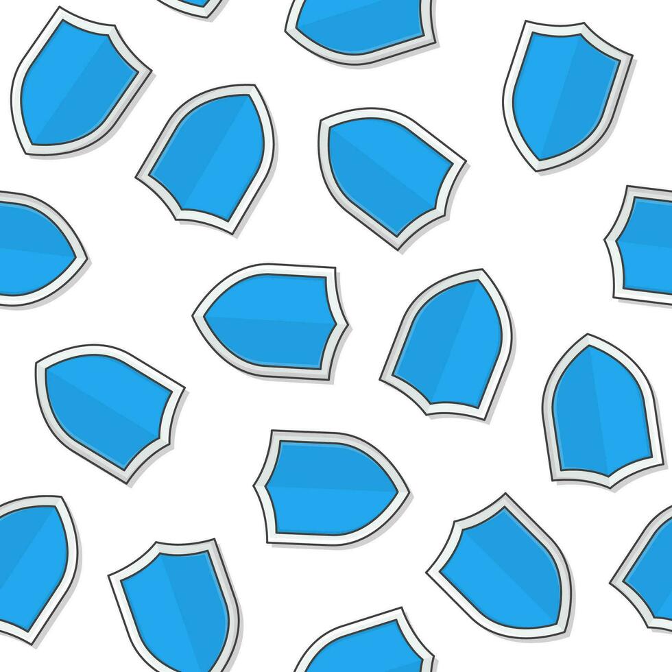 Shield Seamless Pattern On A White Background. Shield Protection Icon Vector Illustration