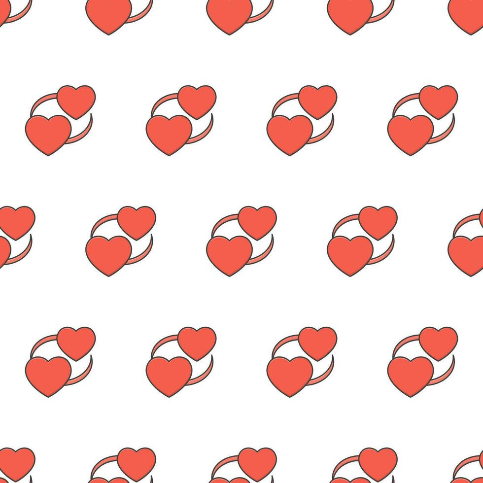Love Seamless Pattern On A White Background. Red Heart Theme Vector Illustration